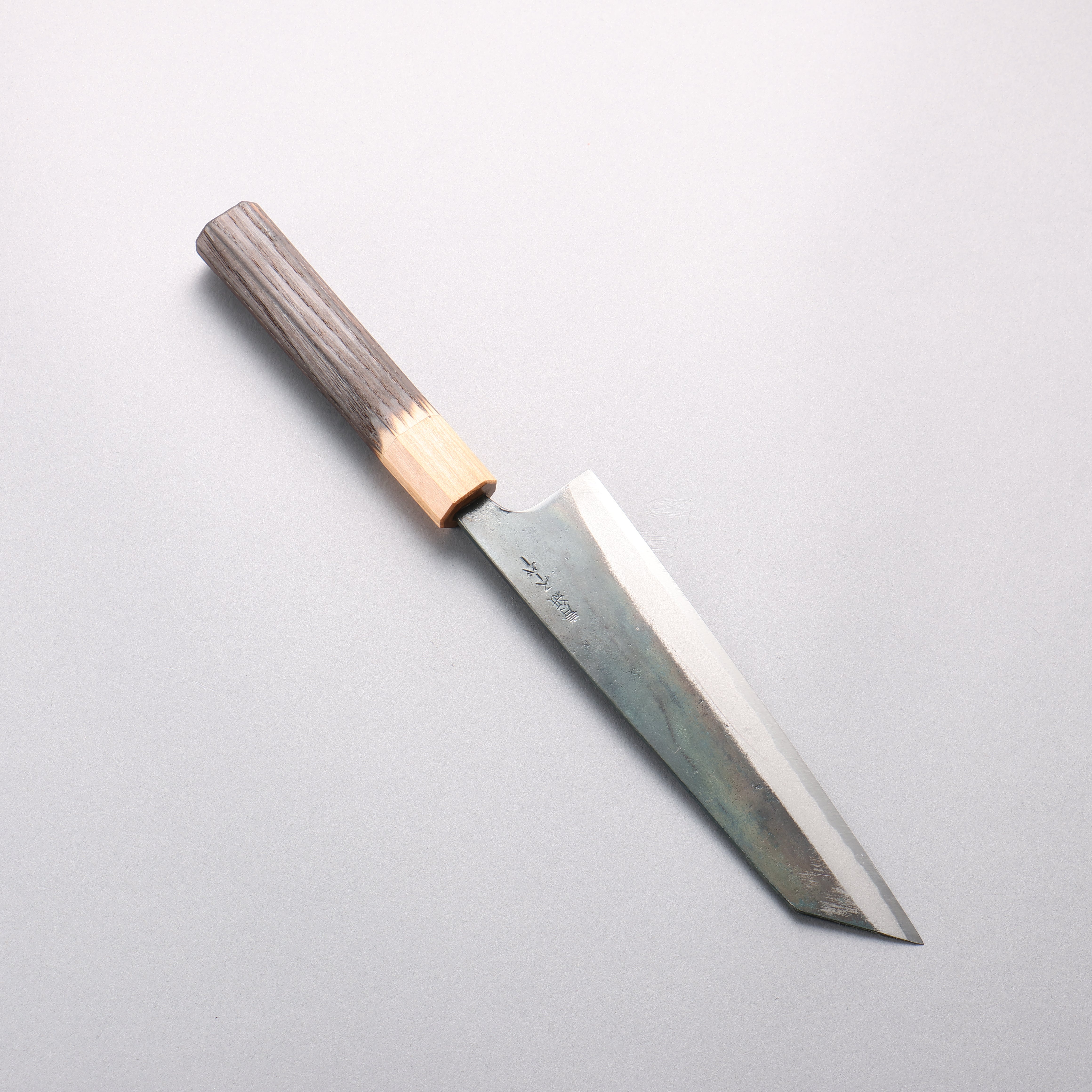 Seisuke Blue Super Black Finished Bunka 180mm Burnt Chestnut & Cherry Wood Handle - Seisuke Knife