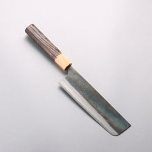  Seisuke Blue Steel No.1 Black Finished Nakiri 165mm Burnt Chestnut (ferrule: Cherry Wood) Handle - Seisuke Knife