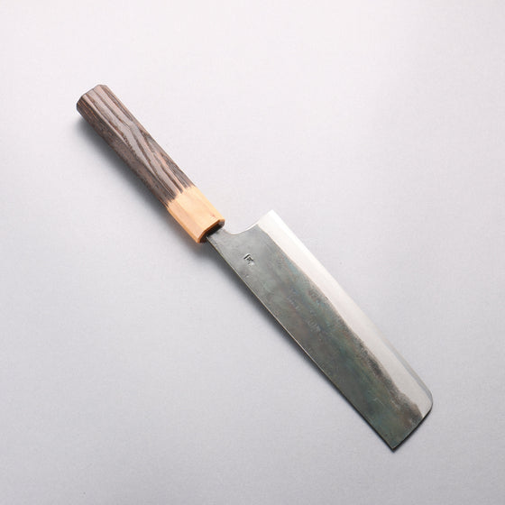 Seisuke Blue Steel No.1 Black Finished Nakiri 165mm Burnt Chestnut (ferrule: Cherry Wood) Handle - Seisuke Knife