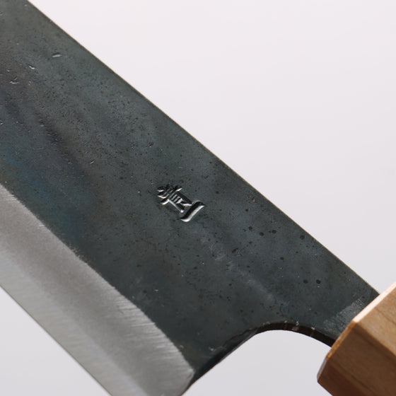 Seisuke Blue Steel No.1 Black Finished Santoku 165mm Burnt Chestnut (ferrule: Cherry Wood) Handle - Seisuke Knife