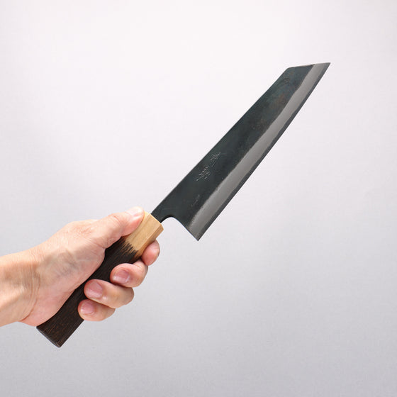 Seisuke Blue Super Black Finished Kiritsuke Gyuto 210mm Burnt Chestnut (ferrule: Cherry Wood) Handle - Seisuke Knife
