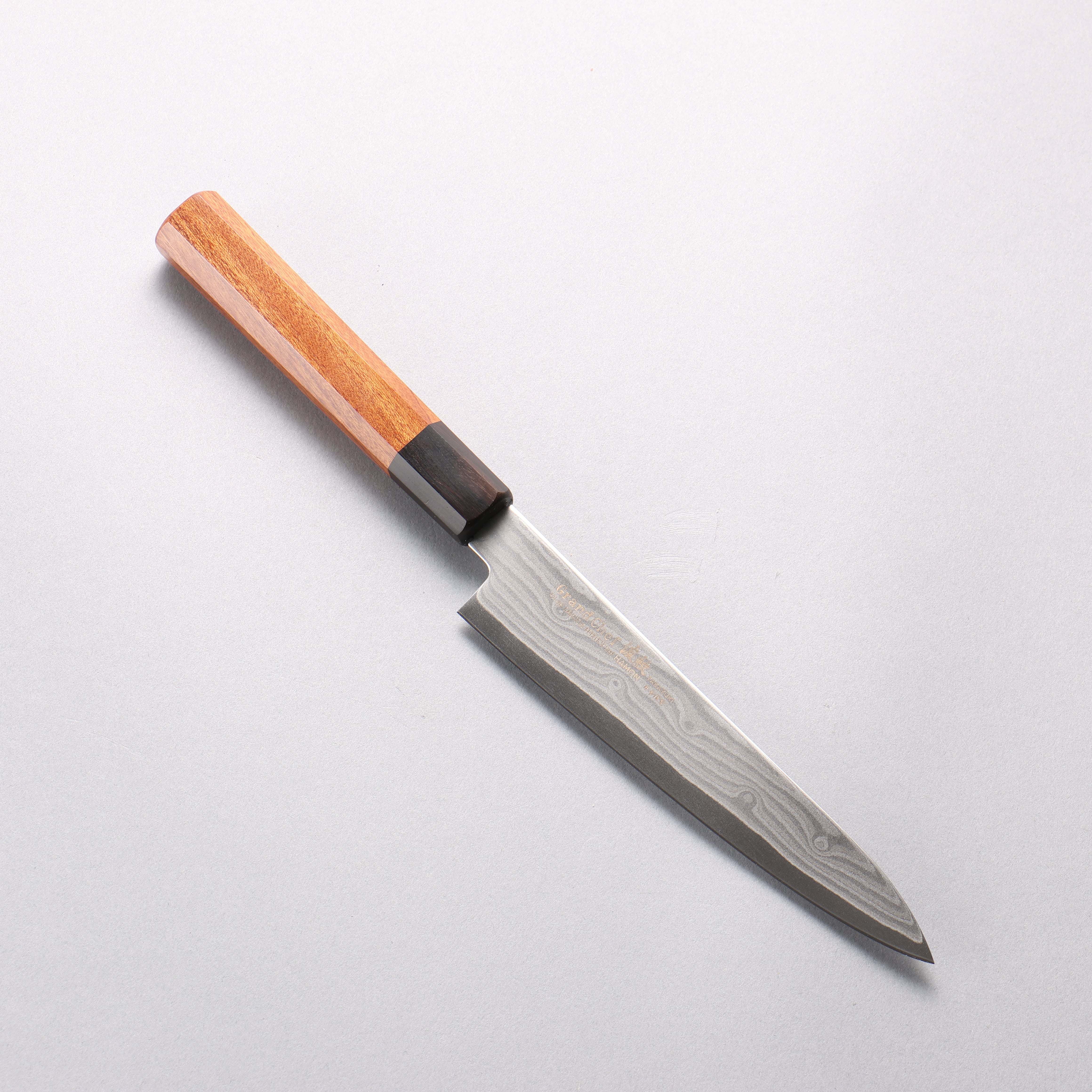 Sakai Takayuki Grand Chef Hamon Böhler SP Steel 45 Layer Damascus Petty-Utility 150mm Rosewood & Black Pakkawood Handle - Seisuke Knife