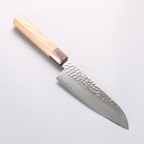 Sakai Takayuki VG10 33 Layer Damascus Santoku Knife 170mm with Keyaki Elm Handle - Seisuke Knife