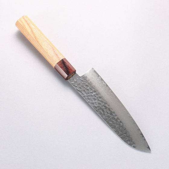 Sakai Takayuki VG10 33 Layer Damascus Santoku Knife 170mm with Keyaki Elm Handle - Seisuke Knife