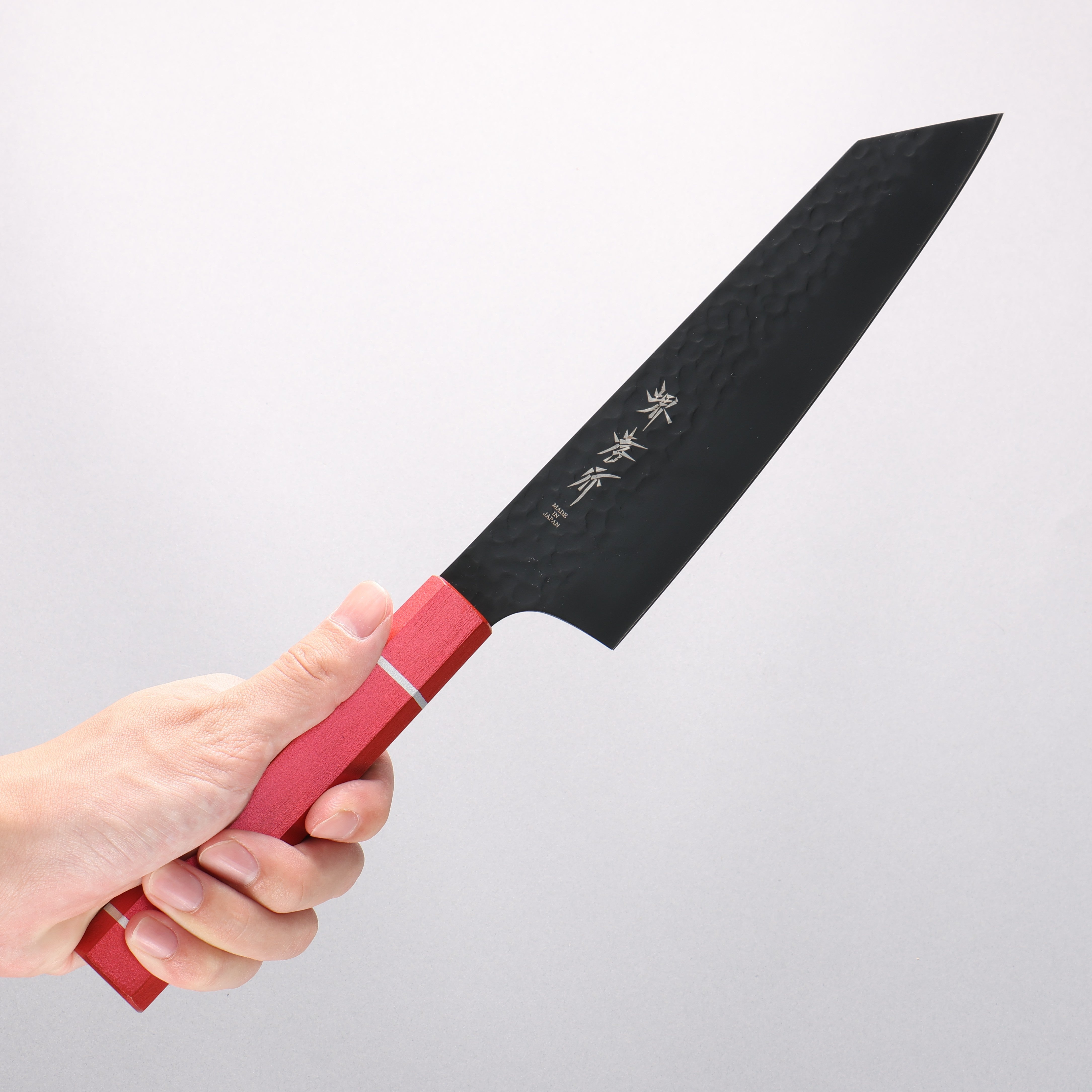 Sakai Takayuki Kurokage VG10 Hammered Teflon Coated Kengata Gyuto 190mm Kouseki Lacquered Live Oak Handle - Seisuke Knife