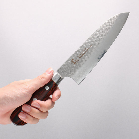 Sakai Takayuki VG10 33 Layer Damascus Santoku 180mm Mahogany Pakka wood Handle - Seisuke Knife