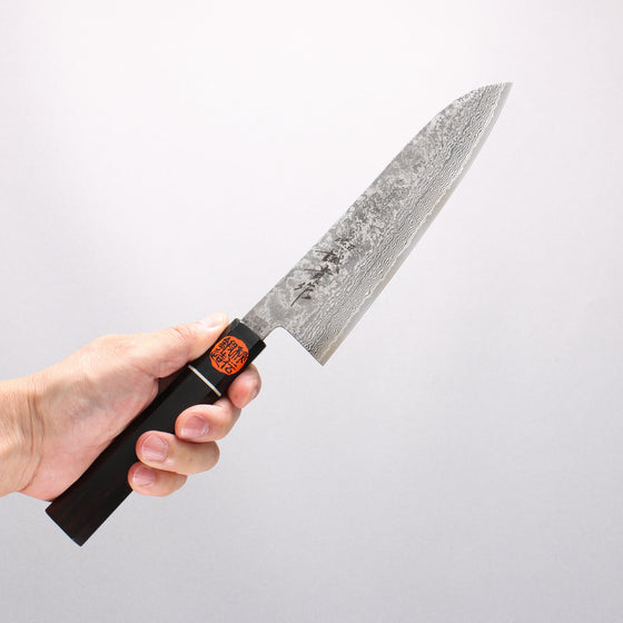 Shigeki Tanaka Habakiri SG2 Damascus Gyuto 180mm Ebony Wood Handle - Seisuke Knife