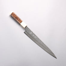  Yu Kurosaki Shizuku SG2 Hammered Sujihiki 240mm Chinese Quince Burl (White Ferrule and End Cap) Handle - Seisuke Knife