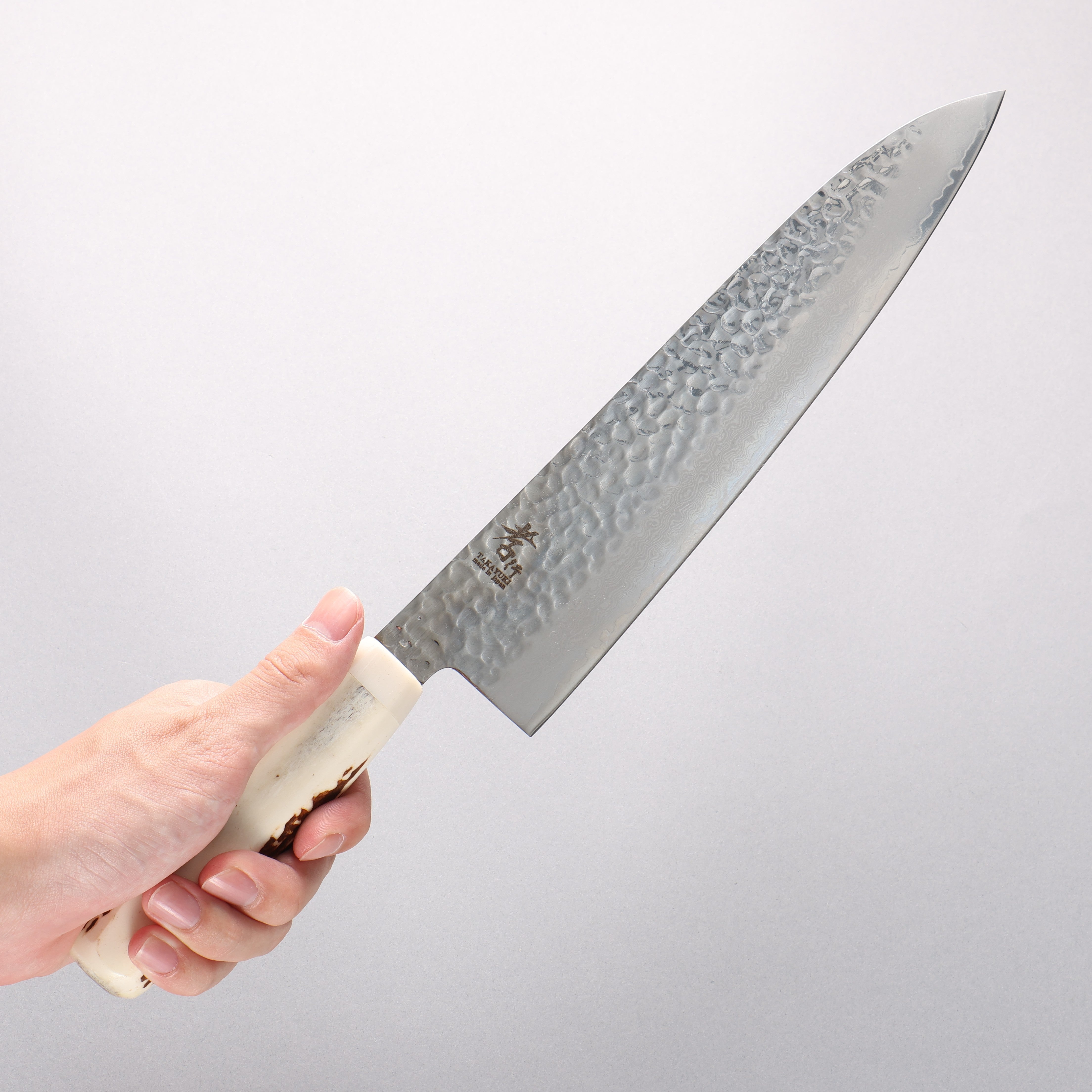 Sakai Takayuki VG10 33 Layer Damascus Gyuto 240mm Cow Bone Handle with Sheath - Seisuke Knife