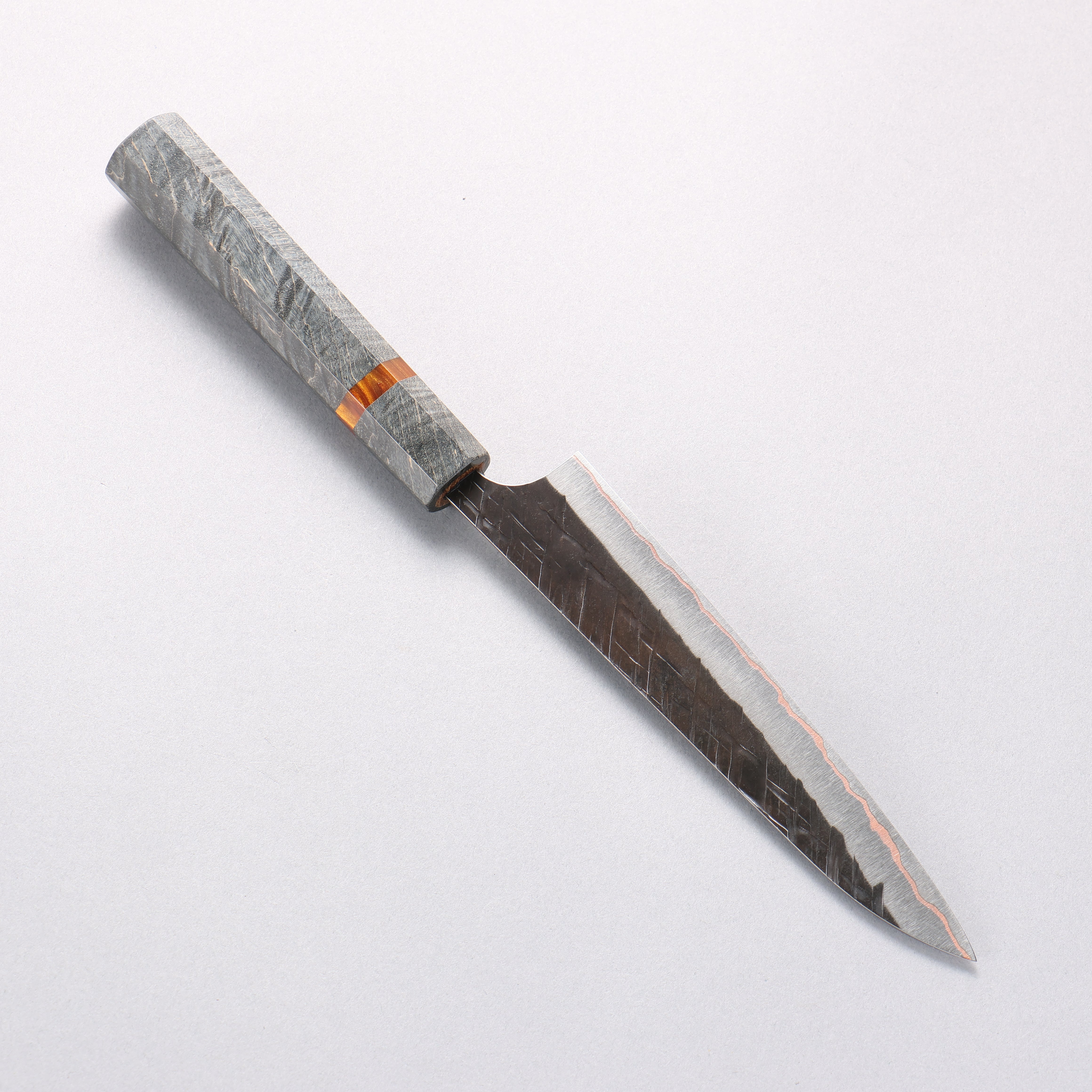 Yu Kurosaki Raijin V-Toku2 Hammered Black Finished Petty-Utility 150mm Stabilized wood (With Acrylic Ring) Handle - Seisuke Knife