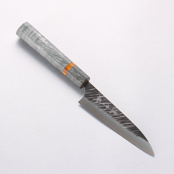 Yu Kurosaki Fujin V-Toku2 Hammered Black Finished Petty-Utility 120mm Stabilized wood (With Acrylic Ring) Handle - Seisuke Knife