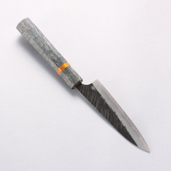 Yu Kurosaki Fujin V-Toku2 Hammered Black Finished Petty-Utility 120mm Stabilized wood (With Acrylic Ring) Handle - Seisuke Knife