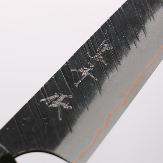 Yu Kurosaki Fujin V-Toku2 Hammered Black Finished Petty-Utility 120mm Stabilized wood (With Acrylic Ring) Handle - Seisuke Knife