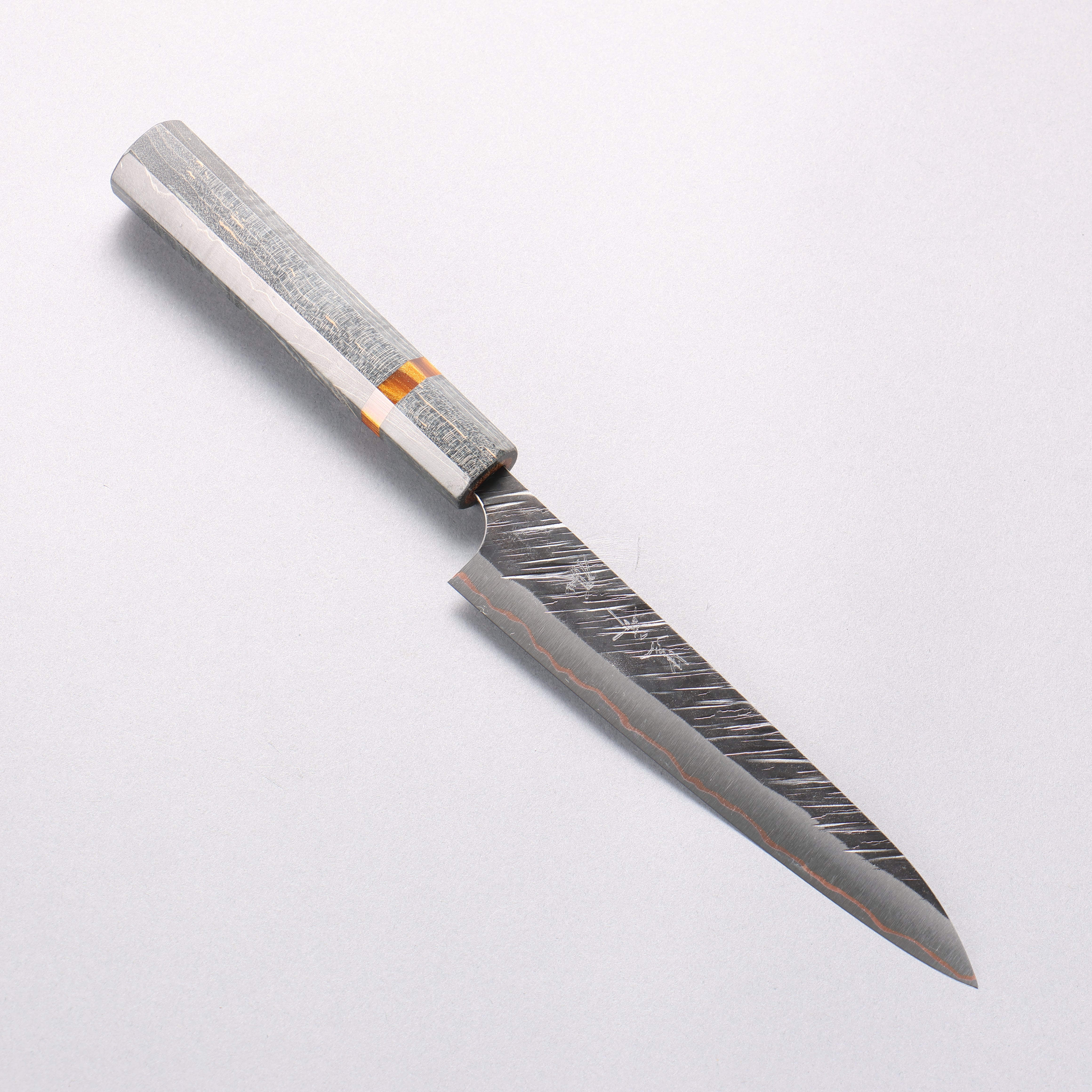 Yu Kurosaki Fujin V-Toku2 Hammered Black Finished Petty-Utility 150mm Stabilized wood (With Acrylic Ring) Handle - Seisuke Knife
