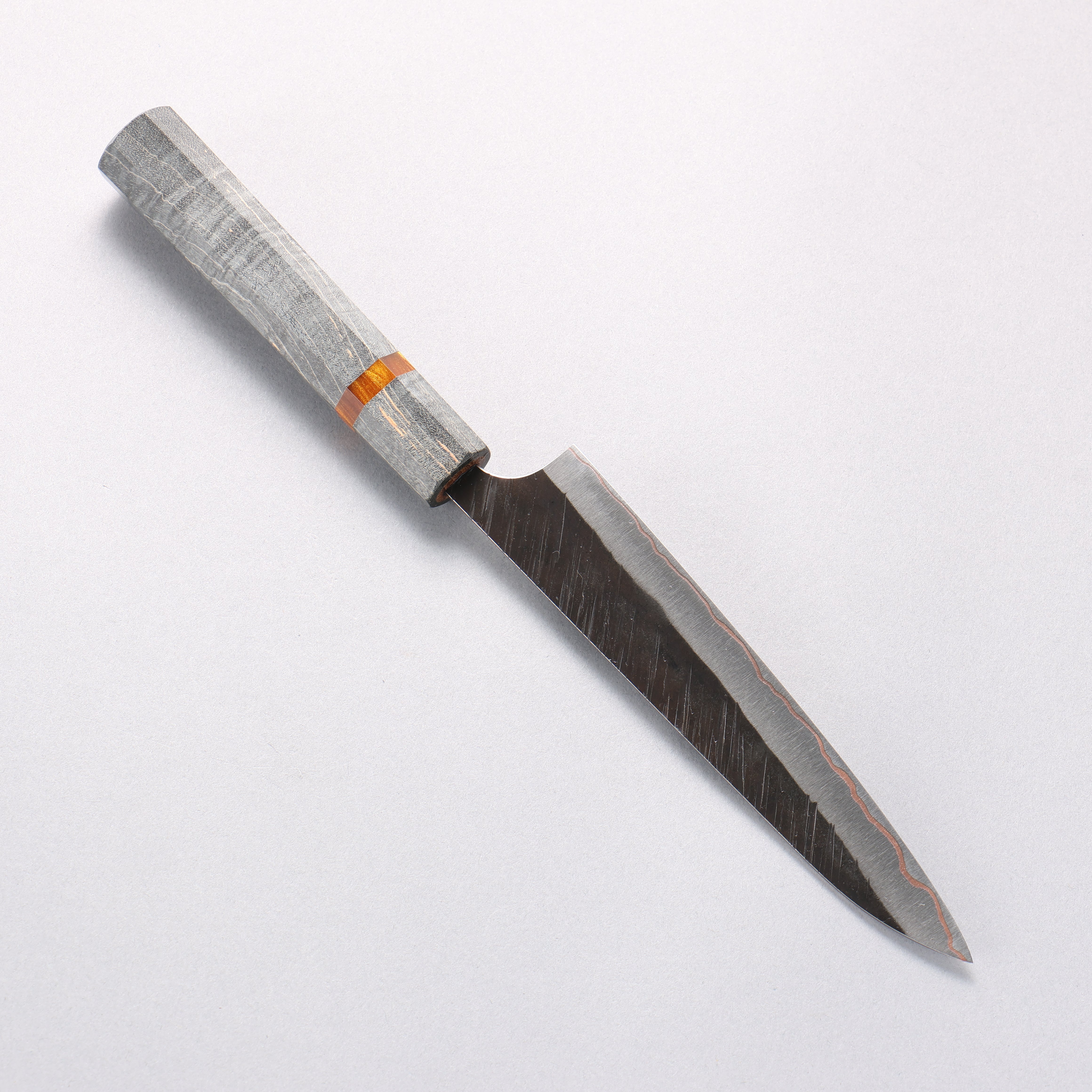 Yu Kurosaki Fujin V-Toku2 Hammered Black Finished Petty-Utility 150mm Stabilized wood (With Acrylic Ring) Handle - Seisuke Knife