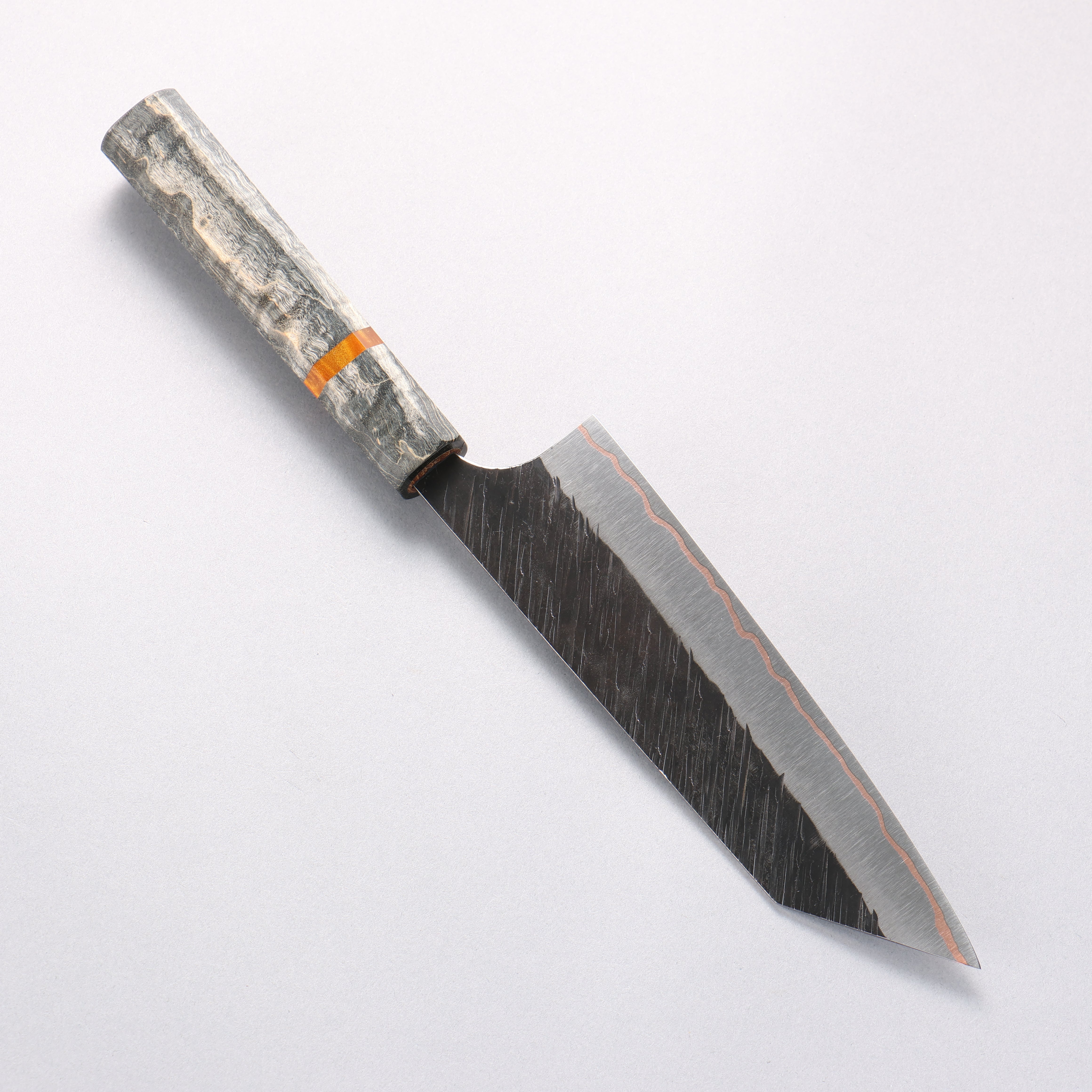 Yu Kurosaki Fujin V-Toku2 Hammered Black Finished Bunka 170mm Stabilized wood (With Acrylic Ring) Handle - Seisuke Knife