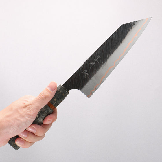 Yu Kurosaki Fujin V-Toku2 Hammered Black Finished Bunka 170mm Stabilized wood (With Acrylic Ring) Handle - Seisuke Knife
