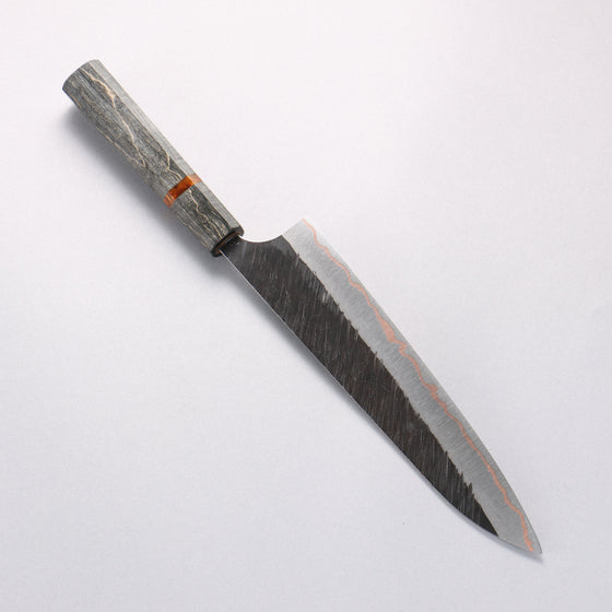 Yu Kurosaki Fujin V-Toku2 Hammered Black Finished Gyuto 210mm Stabilized wood (With Acrylic Ring) Handle - Seisuke Knife