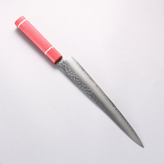 Sakai Takayuki VG10 33 Layer Damascus Sujihiki 240mm Live oak Lacquered (Kouseki) Handle - Seisuke Knife