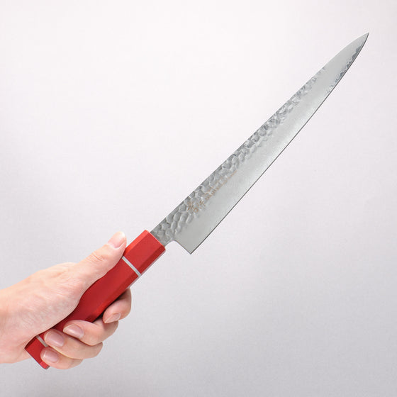 Sakai Takayuki VG10 33 Layer Damascus Sujihiki 240mm Live oak Lacquered (Kouseki) Handle - Seisuke Knife