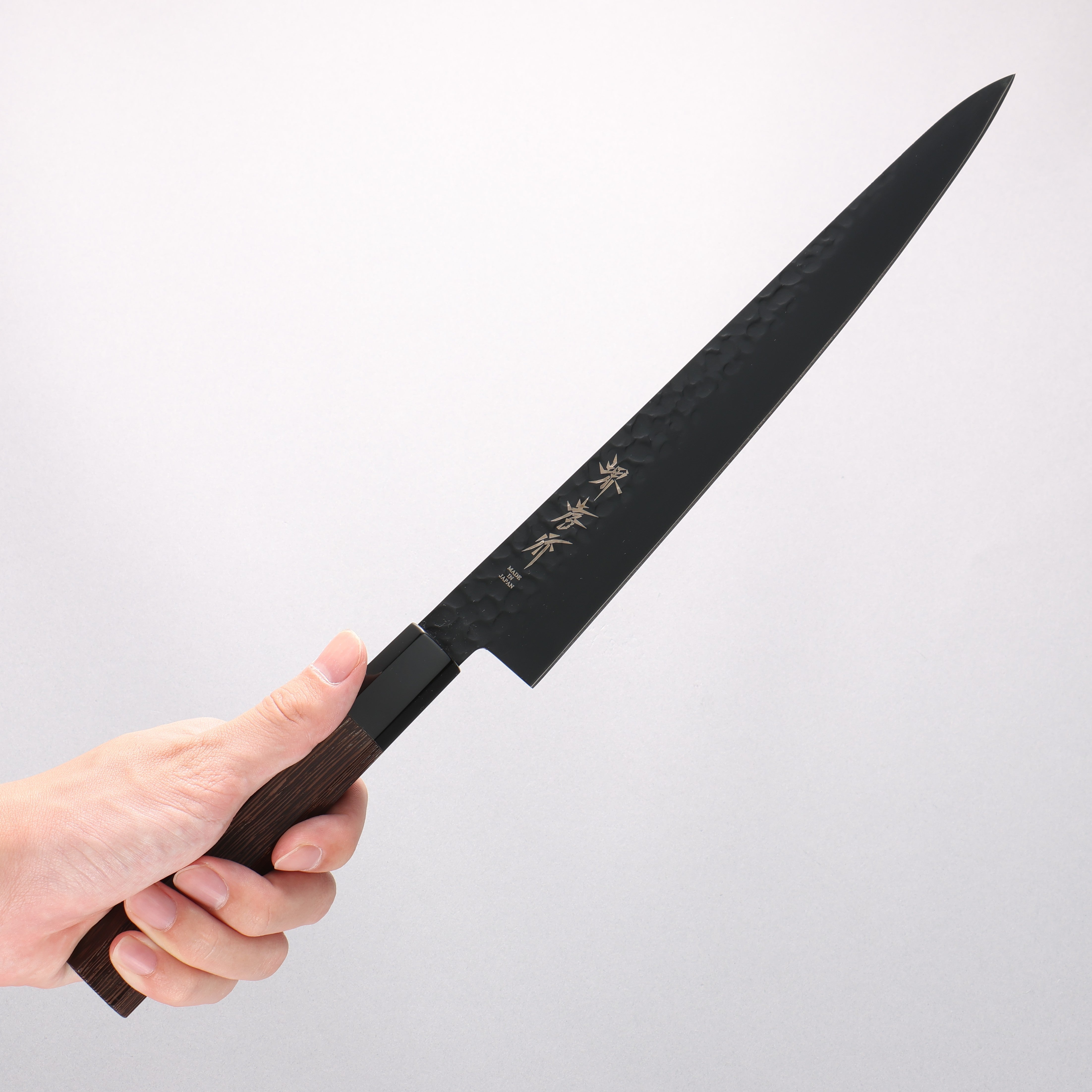 Sakai Takayuki Kurokage VG10 Hammered Teflon Coating Sujihiki 240mm Wenge Handle - Seisuke Knife