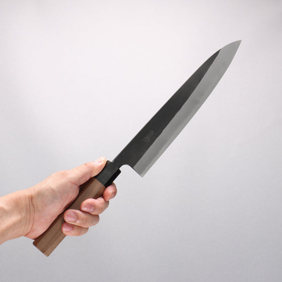 Nao Yamamoto White Steel No.2 Black Finished Sujihiki 240mm Walnut Handle - Seisuke Knife
