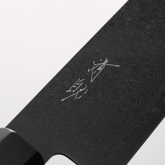 Seisuke Dark Horse SG2 Black Damascus Kiritsuke Santoku 180mm Black Pakka wood Handle - Seisuke Knife