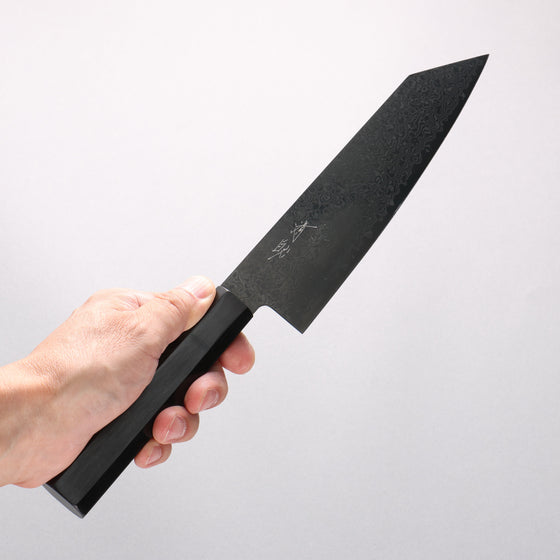 Seisuke Dark Horse SG2 Black Damascus Kiritsuke Santoku 180mm Black Pakka wood Handle - Seisuke Knife