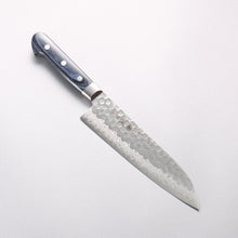  Higuchi VG10 Hammered Damascus Santoku 180mm Blue Pakka wood Handle - Seisuke Knife
