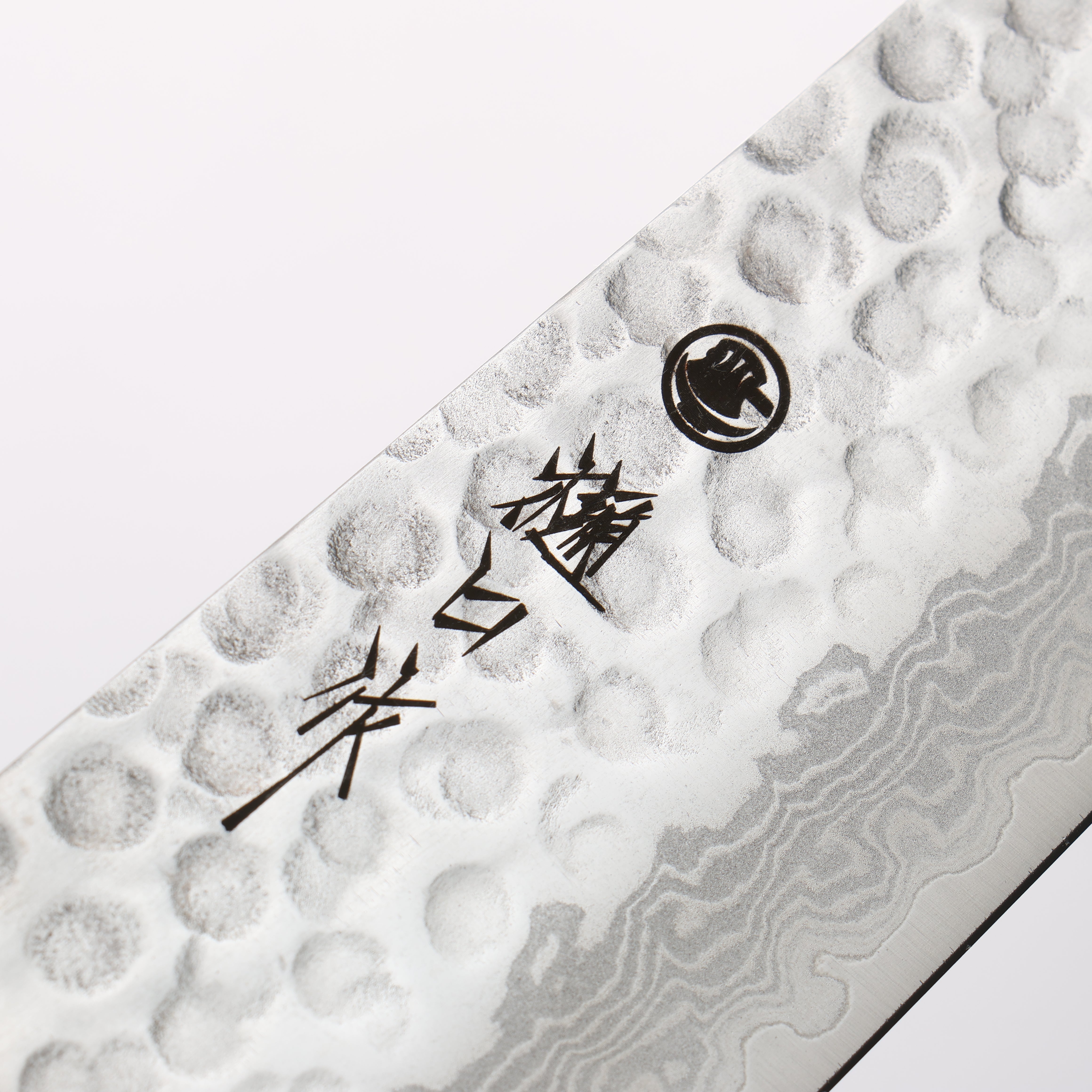 Higuchi VG10 Hammered Damascus Santoku 180mm Blue Pakka wood Handle - Seisuke Knife