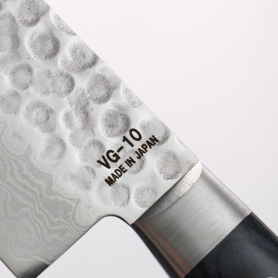 Higuchi VG10 Hammered Damascus Santoku 180mm Blue Pakka wood Handle - Seisuke Knife