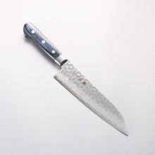  Higuchi VG10 Hammered Damascus Santoku 180mm Navy blue Pakka wood Handle - Seisuke Knife
