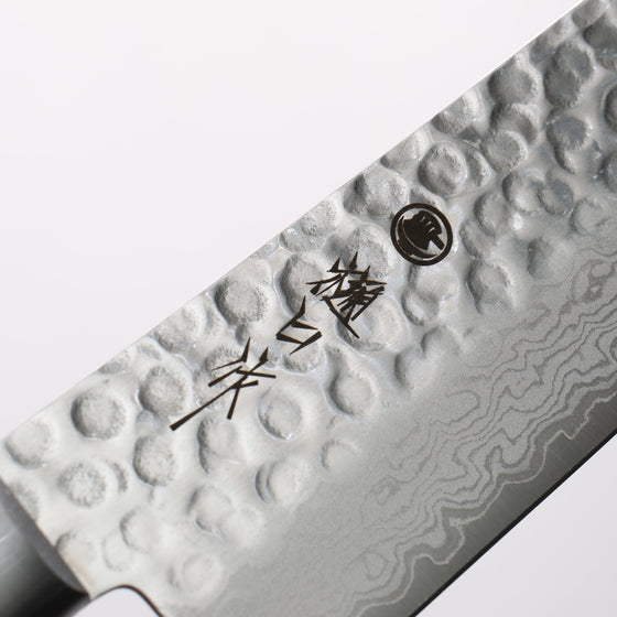 Higuchi VG10 Hammered Damascus Santoku 180mm Navy blue Pakka wood Handle - Seisuke Knife