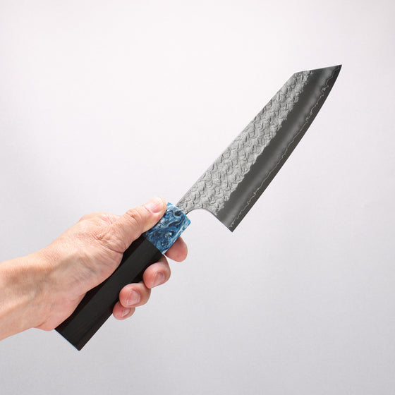 Yoshimi Kato Minamo SG2 Hammered Bunka 170mm Ebony (ferrule: Blue Marble Resin) Handle - Seisuke Knife