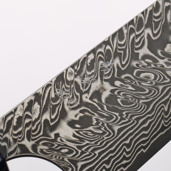 Yoshimi Kato SG2 Black Damascus Bunka 170mm Olive Tree and Blue Resin Handle - Seisuke Knife
