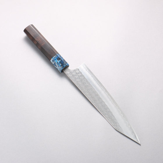Yoshimi Kato Minamo SG2 Hammered Kiritsuke Gyuto 210mm Ebony (ferrule: Blue Marble Resin) Handle - Seisuke Knife