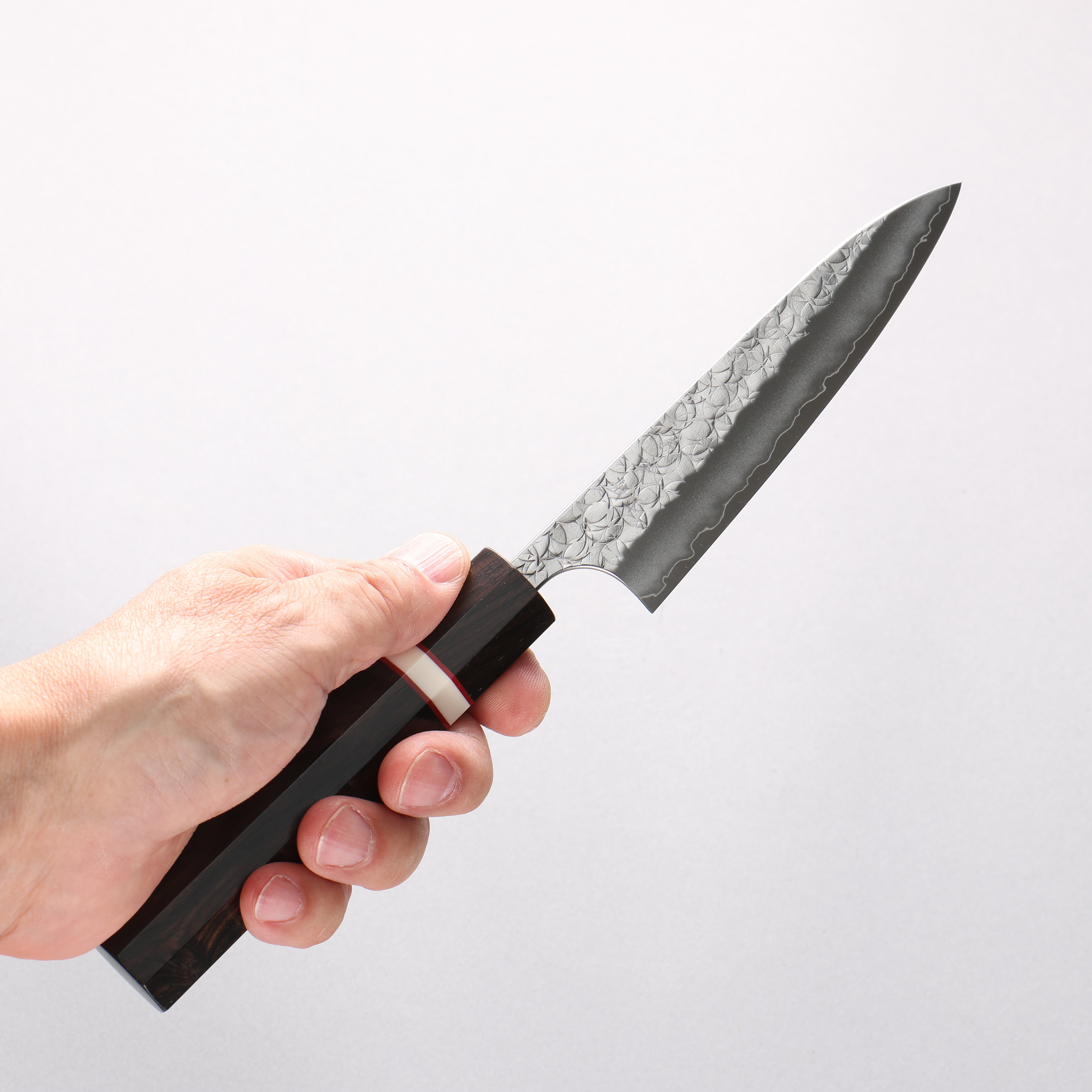 Yoshimi Kato Minamo SG2 Hammered Petty-Utility 120mm Ebony Wood(With White Ring) Handle - Seisuke Knife
