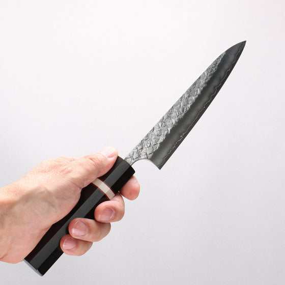 Yoshimi Kato Minamo SG2 Hammered Petty-Utility 150mm Ebony Wood(With White Ring) Handle - Seisuke Knife