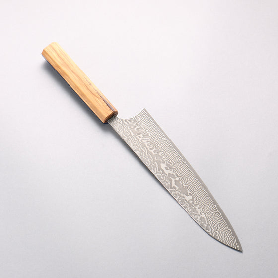 Yoshimi Kato SG2 Black Damascus Gyuto 210mm Olive Tree and Blue Resin Handle - Seisuke Knife