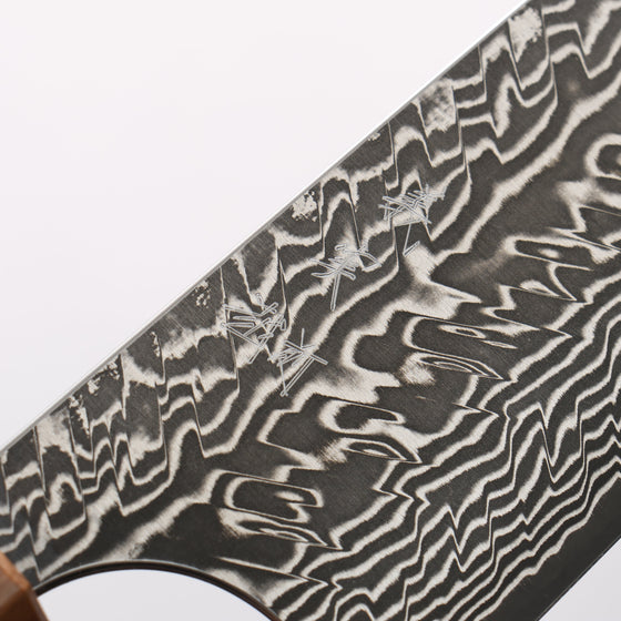 Yoshimi Kato SG2 Black Damascus Gyuto 210mm Olive Tree and Blue Resin Handle - Seisuke Knife