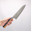 Yoshimi Kato SG2 Black Damascus Gyuto 210mm Olive Tree and Blue Resin Handle - Seisuke Knife - Slide 4