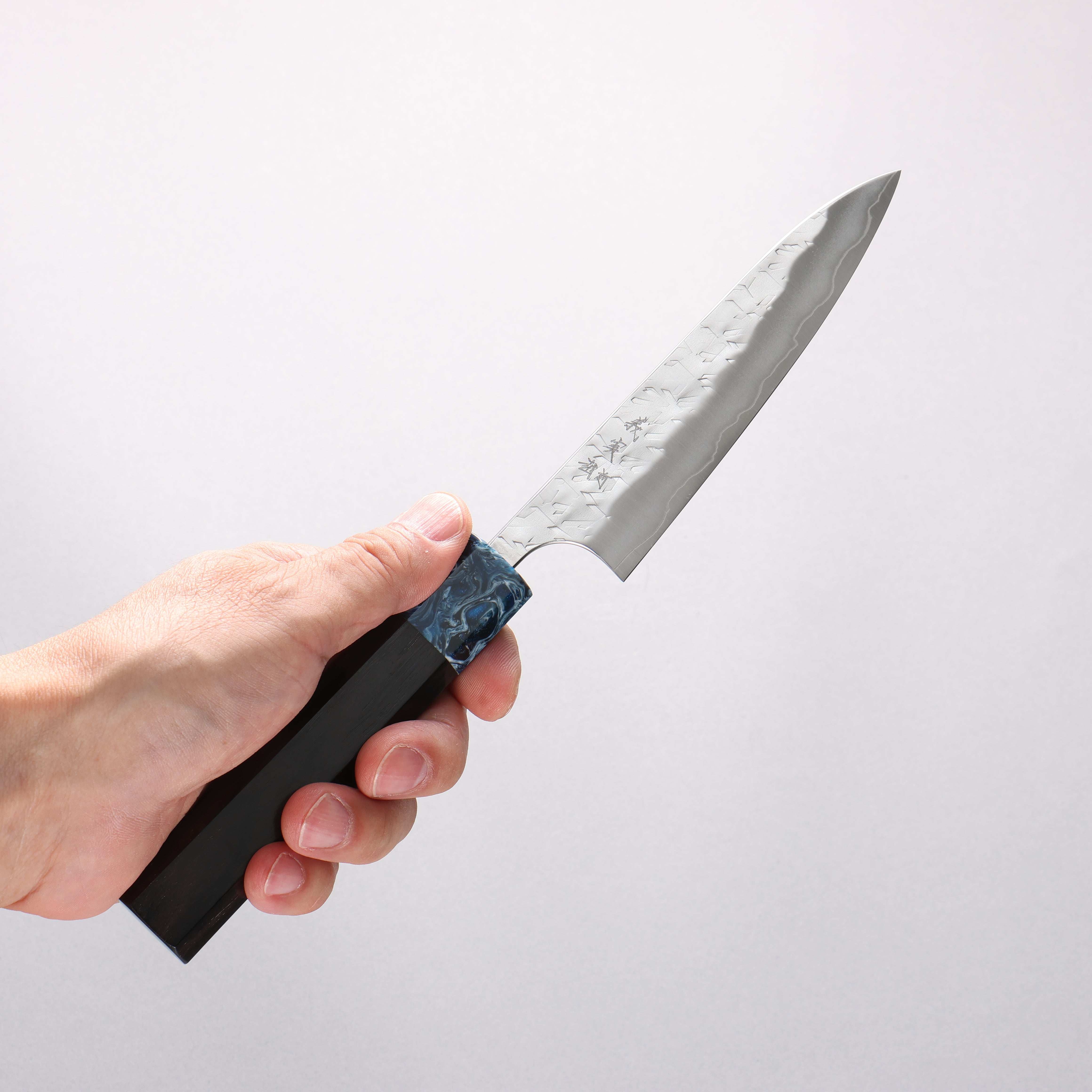Yoshimi Kato Hyo SG2 Hammered Petty-Utility 120mm Ebony (ferrule: Blue Marble Resin) Handle - Seisuke Knife