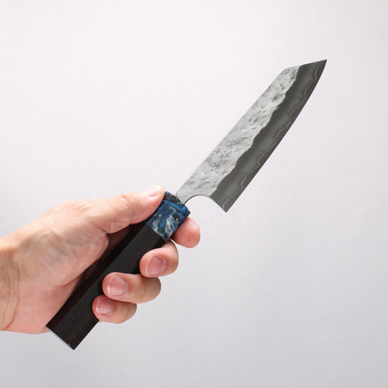 Yoshimi Kato Hyo SG2 Hammered Small Bunka 130mm Ebony (ferrule: Blue Marble Resin) Handle - Seisuke Knife