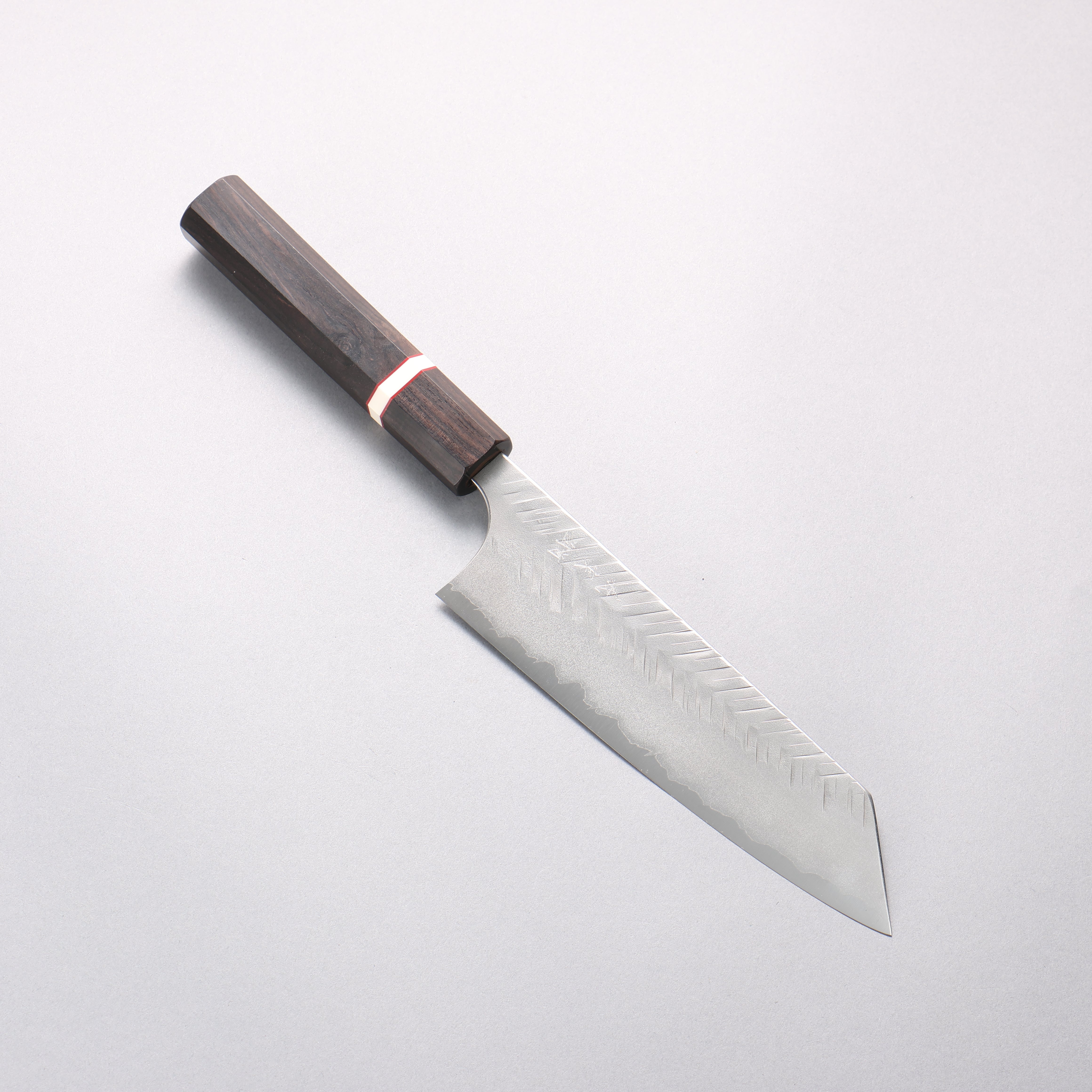 Yoshimi Kato Blue Super Nashiji Hammered (V) Bunka 170mm Ebony Wood(With White Ring) Handle - Seisuke Knife