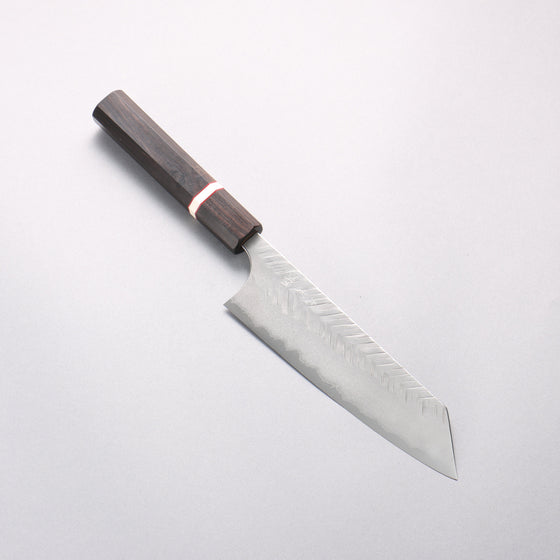 Yoshimi Kato Blue Super Nashiji Hammered (V) Bunka 170mm Ebony Wood(With White Ring) Handle - Seisuke Knife