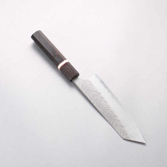 Yoshimi Kato Blue Super Nashiji Hammered (V) Bunka 170mm Ebony Wood(With White Ring) Handle - Seisuke Knife