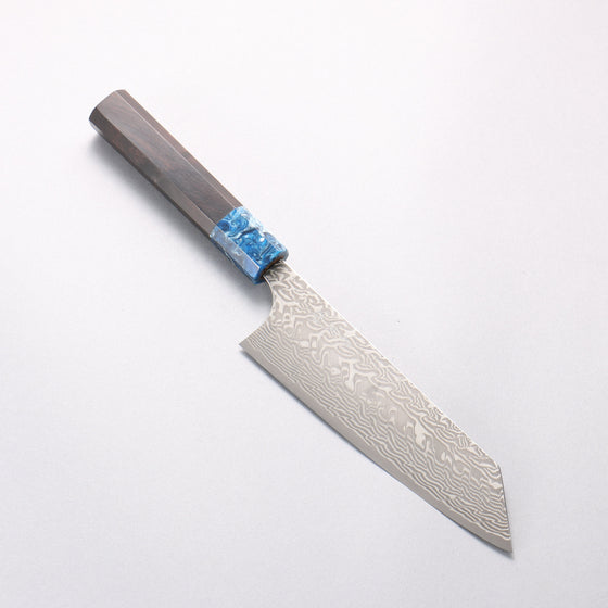 Yoshimi Kato SG2 Black Damascus Bunka 170mm Ebony (ferrule: Blue Marble Resin) Handle - Seisuke Knife