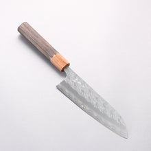  Yoshimi Kato Hyo SG2 Hammered Santoku 170mm Burnt Chestnut (ferrule: Rosewood) Handle - Seisuke Knife