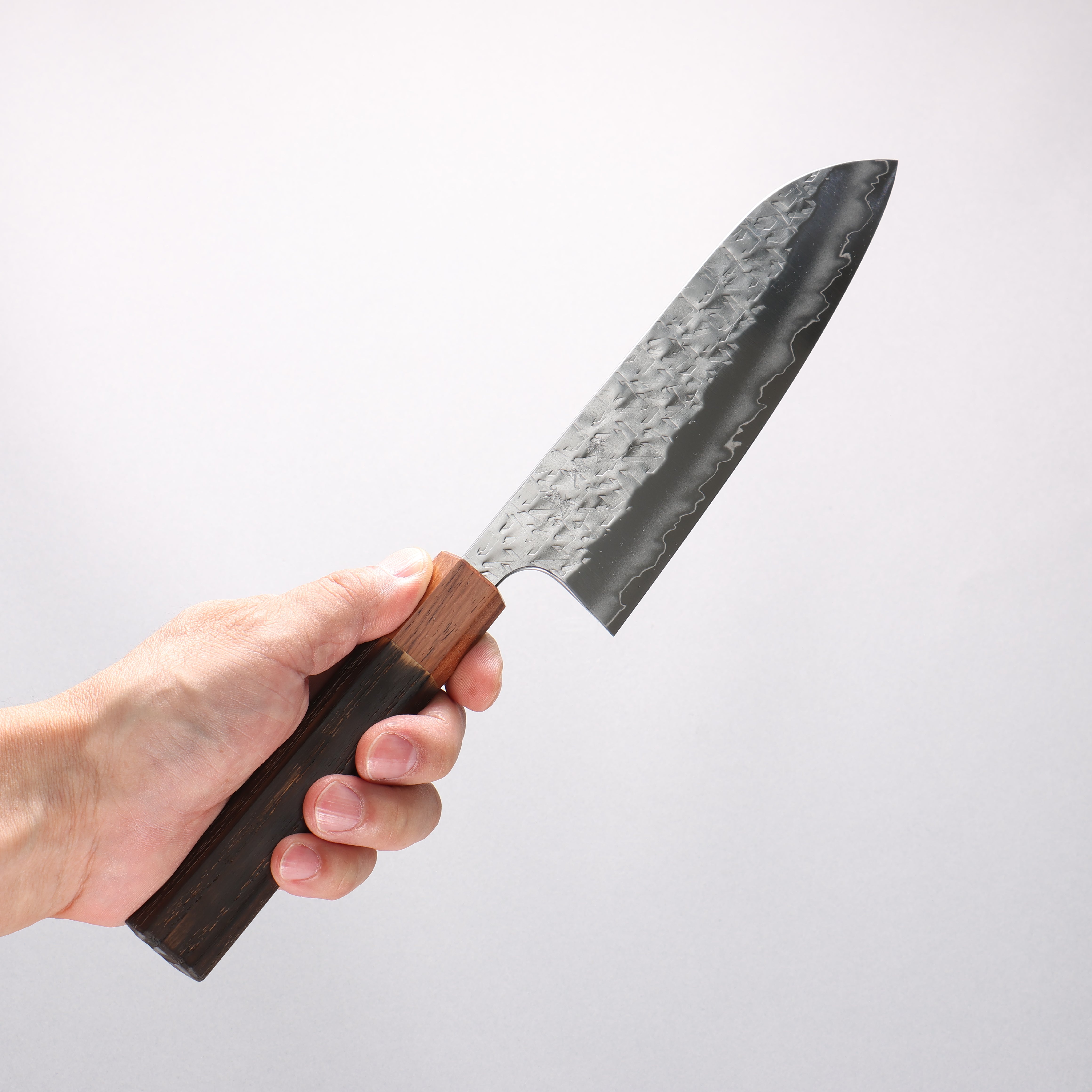 Yoshimi Kato Hyo SG2 Hammered Santoku 170mm Burnt Chestnut (ferrule: Rosewood) Handle - Seisuke Knife
