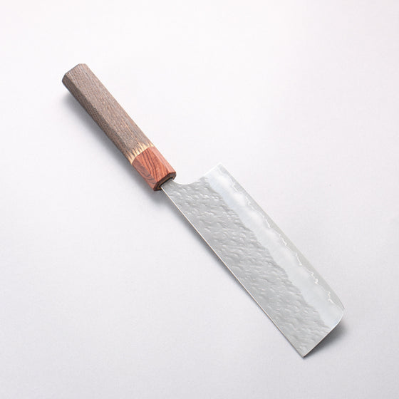 Yoshimi Kato Hyo SG2 Hammered Nakiri 165mm Burnt Chestnut (ferrule: Rosewood) Handle - Seisuke Knife